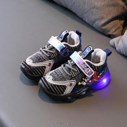 Newest Spiderman Kids Boys Sports Sneakers Children Glowing Kids Shoe Chaussure Enfant Girls Shoe With LED light Size 21-30