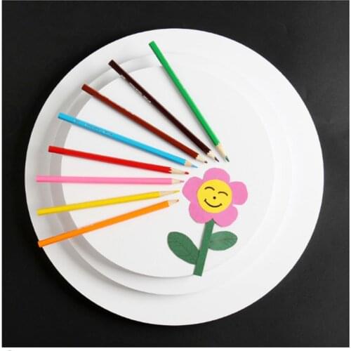 Round painting paper white handmade cardboard drawing colored lead gouache sketch hand drawn cardboard colored thick handmade wa