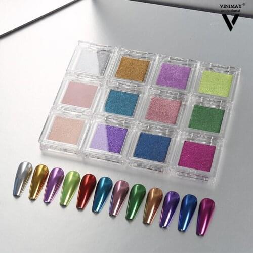 Mirror Nail Powder Glitter Dust Metallic Nail Glitter Metal Effect Nail Art UV Gel Polish Chrome Pigment Dust Nail Powder TSLM2