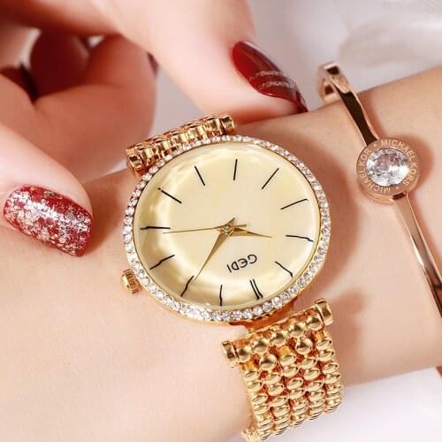 Wrist Watch Fashion Ladies Alloy Trend Leisure Fashion Temperament Watch Waterproof Tuhao Gold Womens Watch Luxo Feminino