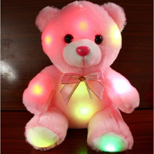 Stuffed Animals Bear LED Flash Light Plush Luminous Cute Bear Panda Doll Plush Toy Kid Gift