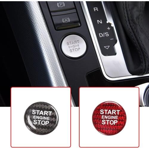 For A4L A5 A6L A7 Q3 Q5 Q5L Q7 Real Carbon Fiber Car Engine Start Stop Button Sticker Cover Trim Car Accessories