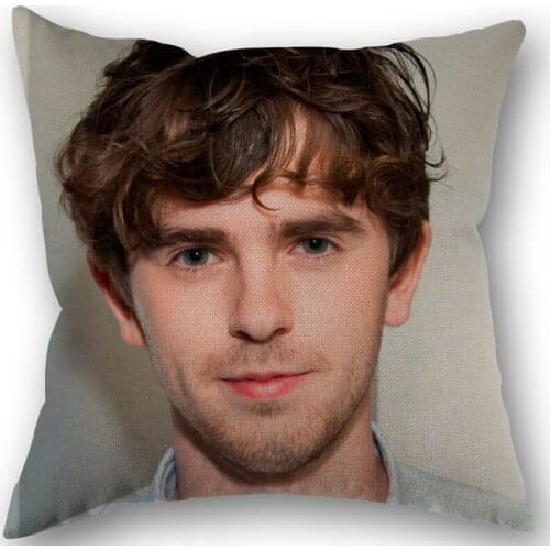 Freddie Highmore Pillowcase Cotton Linen Fabric Square Zippered Pillow Cover For Home Wedding Decoration 45X45cm Not Fade