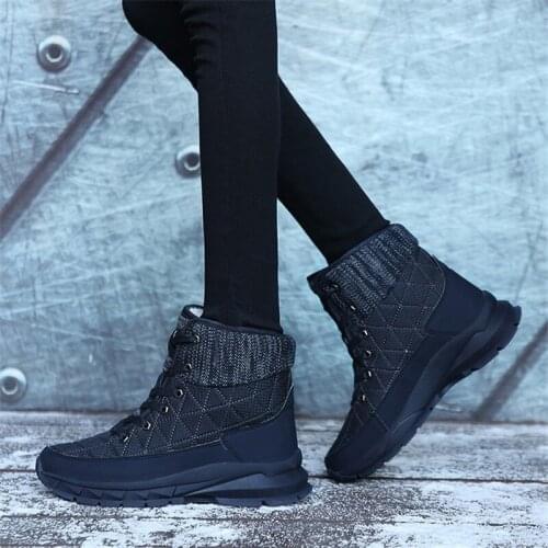 2021 New Big Size Womens Warm Snow Boots Casual Outdoor Cotton Shoes Simplicity Plush Warm Lace-Up Womens Shoes Comfortable