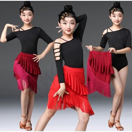 New Fringe Latin Dance Dress For Girls Child Salsa Tango Ballroom Dancing Dress Competition Costume Kids Practice Dance Clothes