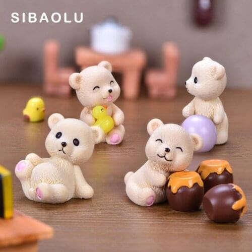 New Bear Honeypot Figurine Resin Animal Model Micro Landscape Home Decor Miniature Fairy Garden Decoration Accessories Modern