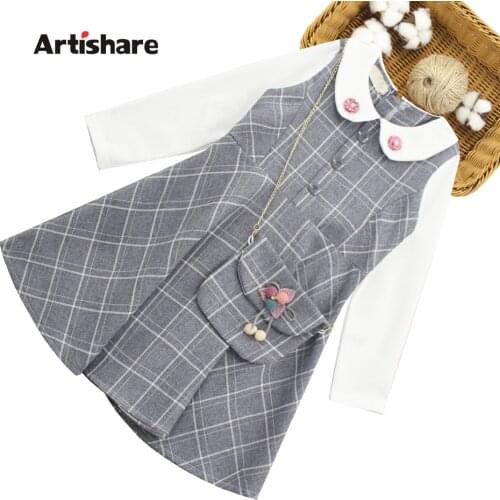 Girl Dresses Plaid Pattern Girls' Dresses Patchwork Children Party Dresses Teenage Girls Clothes 6 8 10 12 14