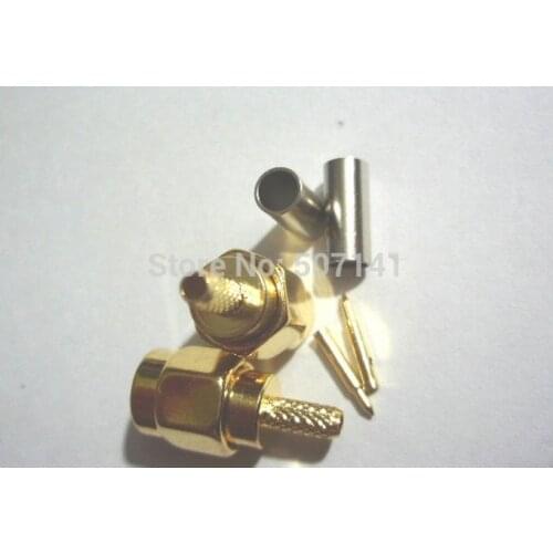 FREE SHIPPING 20 pcs gold-plated SMA male plug crimp RG174 RG316 LMR100 cable RF connector