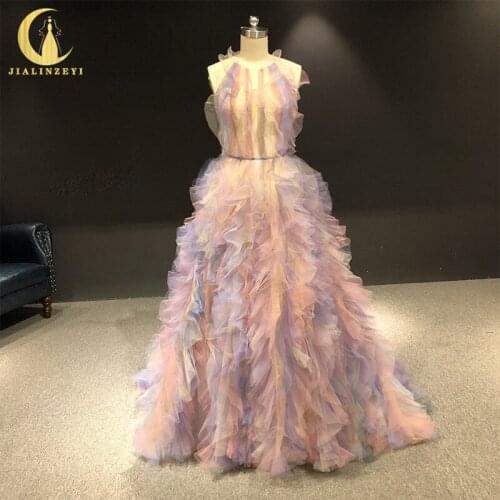 Rhine Real picture colorful tulle sexy Marchsea dress women evening dress long formal dresses