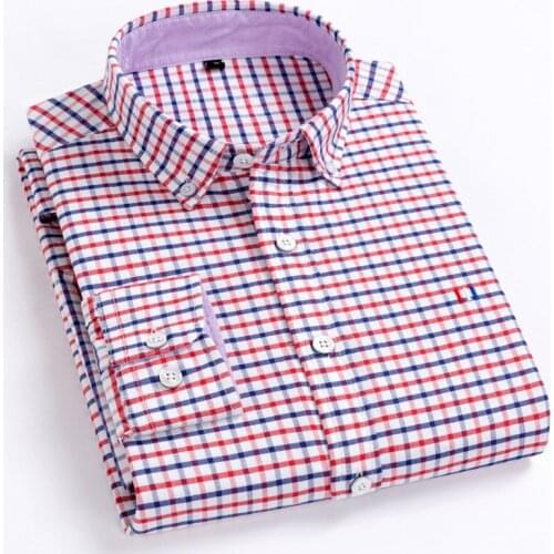 S to 5xl soft pure cotton oxford comfortable long sleeve solid/ striped/checkered design business men casual shirts