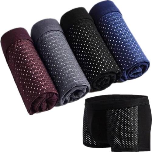 Sexy Modal Underwear Men Mesh Hollow Solid Color U Convex Underwear Breathable Underpants