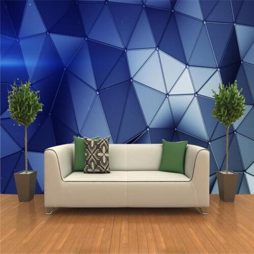 Modern 3D Blue Polygonal Geometric Photo Wallpaper Mural Internet Cafe Technology Office KTV Bar Industrial Decor Wall Paper 3D