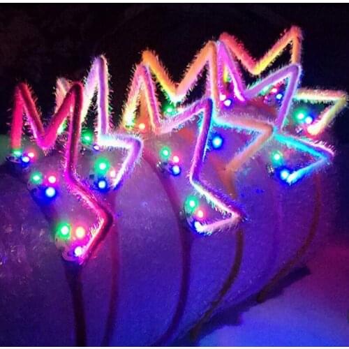 Luminous Toys LED Crown Headband Flashing Hairband Children Christmas Light Up Toys Gift for New Year Glow Party Supplies