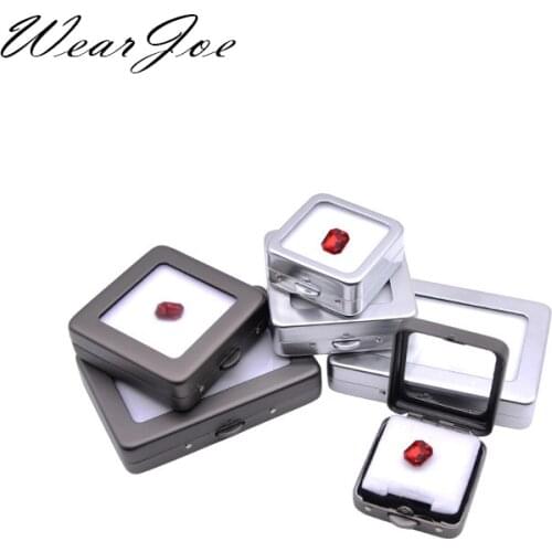 Loose Diamond or Gemstone Display Box Jewelry Beads Pearls Storage Holder Show Container Metal Glass Top Gem Subscription Case