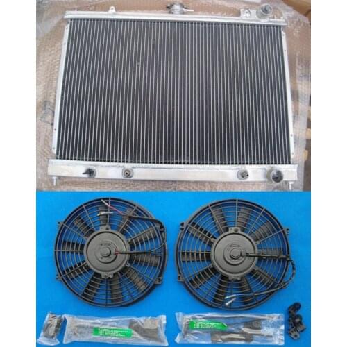 All Aluminum Radiator & 2* Fans for Nissan Pintara Skyline R31 AT/MT 1986-1993 new 86 87 88 89 90 91 92 93