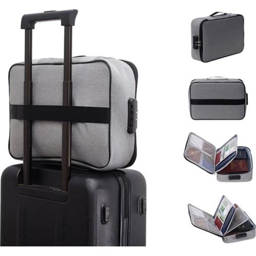 High Quality Oxford Travel Card Bag Three layers Large Capacity Certificates Storage Bag Travel Organizer Password Lock ID Bags