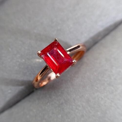 Shilovem Natural New Burning Pigeon Blood Ruby Gemstone Rings for Women Real 925 Sterling Silver new gift 6*8mm jcj0608245agh