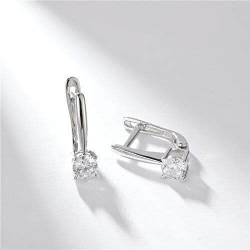 DY 925 Sterling Silver Earring With 5.0MM Round Cubic Zirconia Simple Cuff Clip Temperament Earring For Female Trendy Jewelry