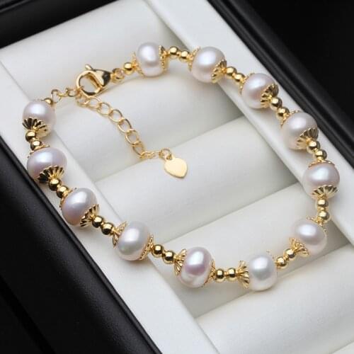 100% Real Freshwater Round Pearl Bracelet For Women Natural Pearl Bracelet Jewelry Girl Daughter Birthday Gift