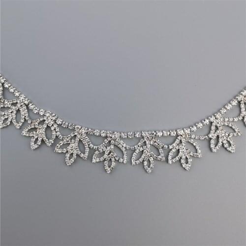 1 Meter Rhinestone Crystal Chain Bling Diamante Diamond Trim Ribbon Gem Sparkle 0.9" Width Wedding Dress Lace Necklace Applique