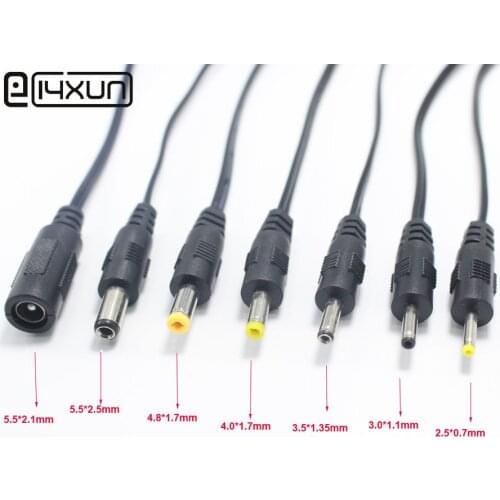 1pcs 5.5*2.1mm to 5.5*2.5 4.8*1.7 4.0*1.7 3.5*1.35 3.5*1.1 2.5*0.7mm DC Power Plug with 15cm Wire DC Power Splitter Adapter