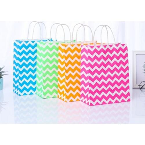 10Pcs stripe Paper favor Bag Party Favor Bags Colored Kraft Candy Bags with Handle for Birthday Gift Wedding Party Celebration