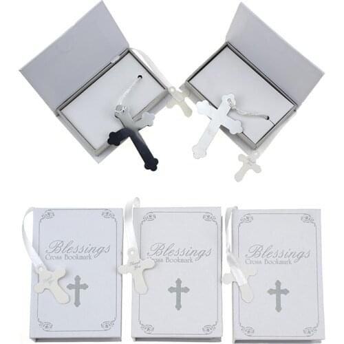10 pcs Silver Cross Bookmark in Book Religious Party Giveaway Gift For Guest Boys Girls First Communion Souvenir
