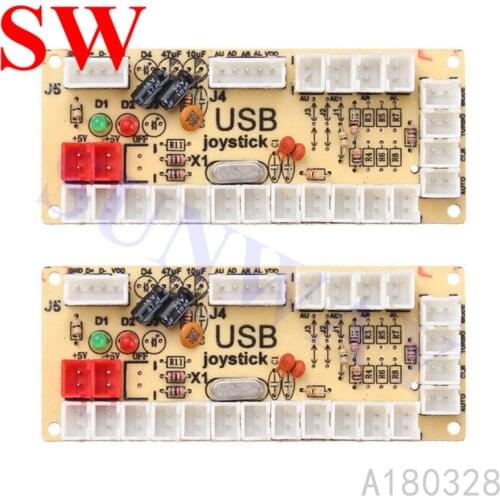 2PCS DIY Arcade Zero Delay USB Encoder to PC Joystick and Button For MAME & Fight Stick Controls Encoder Board + Wire Cables
