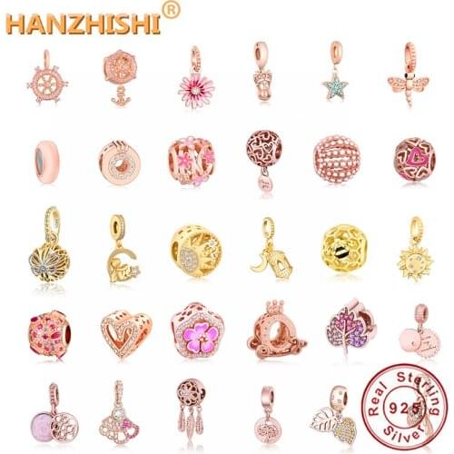 2021 Spring Collection New 925 Sterling Silver Rose Gold Color Charms Beads Fit Original European Bracelets Necklace DIY Jewelry