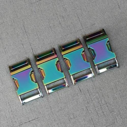 50 Pieces 20mm Rainbow Metal Belt Buckle Side Release Buckle for DIY Bag dog collar Paracord Buckles Bracelet Trinket