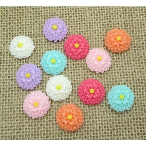 50Pcs Mixed Resin Flower Decoration Crafts Flatback Cabochon Scrapbooking Fit Hair Clips Embellishments Beads Diy
