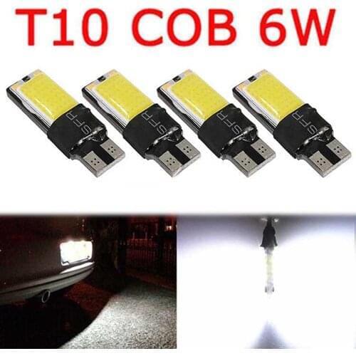 Car 4PCS T 10 COB 6W W5W 194 168 LED Canbus Error Free Side Wedge Light Bulb Auto License Plate White Lamp 12V