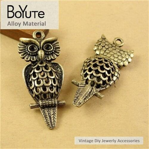 BoYuTe (10 Pieces/Lot) 43*18MM Wholesale Antique Bronze Plated Owl Hollow Pendant Zinc Alloy Metal Diy Jewelry Accessories