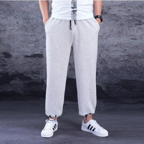 Leg drawstring pants mens quarter sports pants mens thin loose wide leg pants small foot necked legged pants guard pants Hong