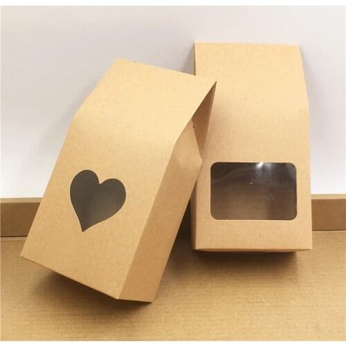 50pcs Paper Handmade Candy Bags Paper Stand Up Window Gift Box for Wedding Gift Jewelry Food Packing EL