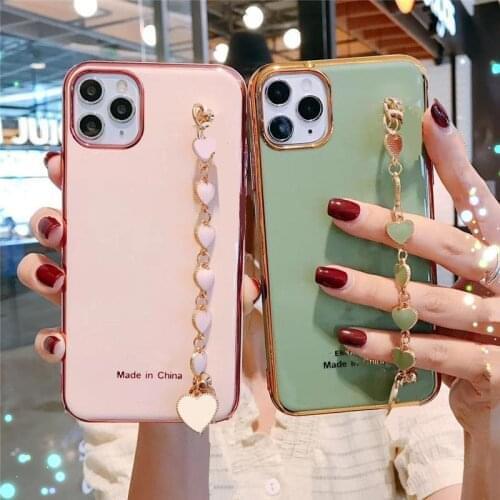 Bling Heart Wristband Phone Case For Xiaomi Mi POCO X3 NFC Redmi Note 5 Mi 9 9T A1 A2 X2 5X 6X Wristband bag Cover