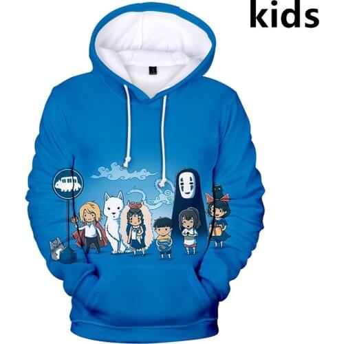 2 To 14 Years Kids Hoodies Anime Spirited Away No Face 3d Hoodie Sweatshirt Boys Girls Harajuku Jacket Coat Children Clothes