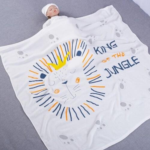Double-Layer Bamboo Fiber Baby Blanket Soft And Breathable Baby Blanket Cartoon Print Children Bath Towel
