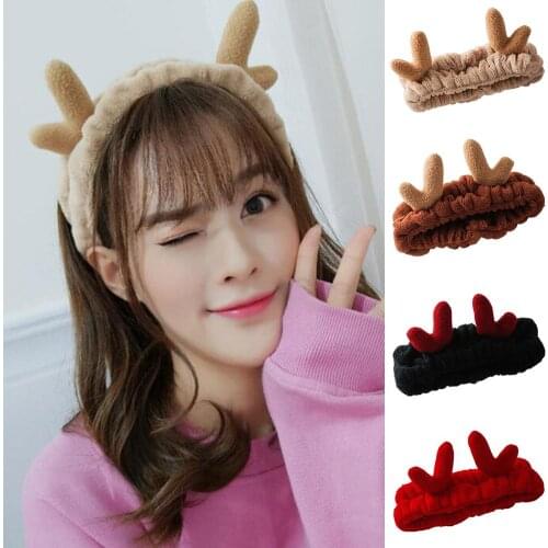 Hot Cotton Deer Horns Elastic Hairband Wrap Headband Girl Christmas Hair Accessories hot new