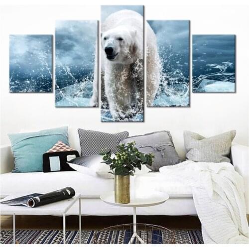 Canvas Pictures Home Wall Art Framework Decor 5 Pieces Polar bear Painting Posters For Living Room HD Prints Home Decoration