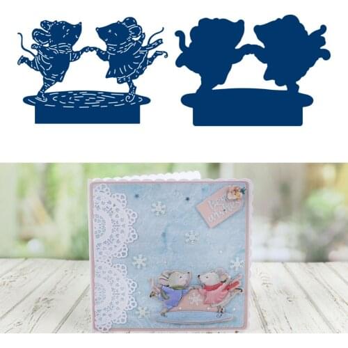 Iceskating Mice New Metal Cutting Dies Stamps Stencil For 2021 Scrapbook Diary Decoration Embossing Template Diy Greeting Card