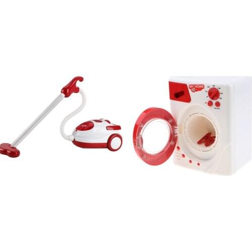 Simulation Home Appliance Kids Pretend Role Play Furniture Toy Electric Vacuum Cleaner +Washing Machine Set Dollhouse Toys