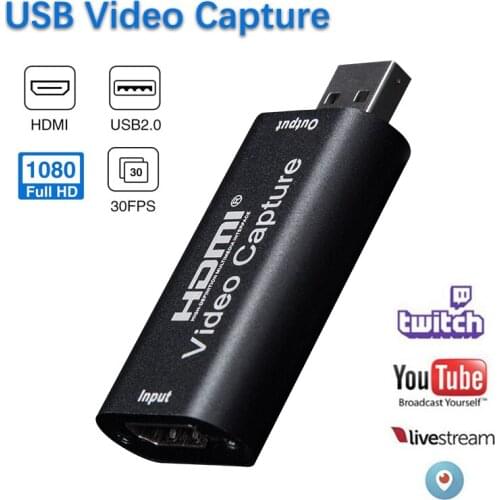 Video Capture Card HDMI USB 2.0 Video Grabber Record Box 1080P for Live Streaming PS4 Game DVD Camcorder HD Camera Recording