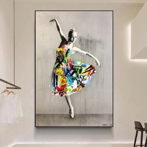 Graffiti Art Dancing Girl Canvas Painting Modern Posters and Prints Wall Art Pictures for Living Room Cuadros Home Decoration