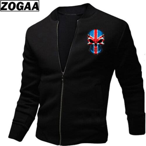 3D Skull Men Jackets Spring Jackets Male Streetwear Coats Mens Zipper Jacket Casual Streetwear Hip Hop Slim Fit Coat ZOGAA