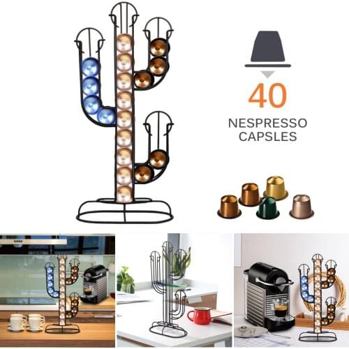 Metal Black Nespresso Capsule Holder Coffee Pod Storage Stand Rack Fits 40pcs Coffeware Set Stainless Coffee Filter Holder