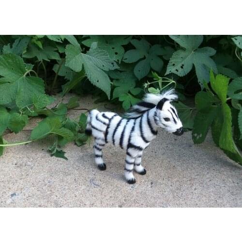 Cute small simulation balck&white zebra toy plastic&fur zebra doll gift about 17x15cm 2453