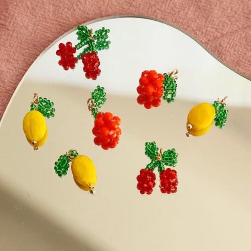 Mini fruit series handmade rice beads woven pendant ins wind earring jewelry accessories homemade hairpin material bag