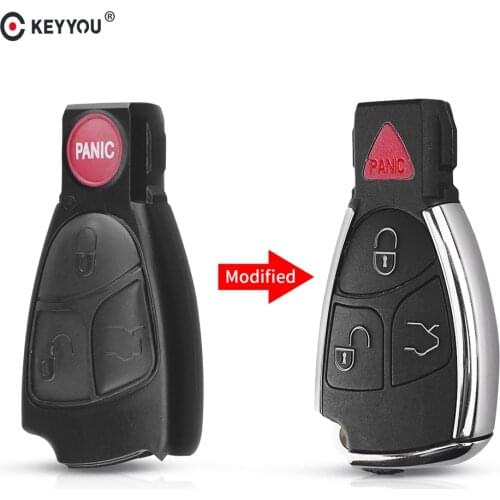 KEYYOU Modified 3 4 3+1 Buttons Remote Key Fob Case Cover For Mercedes Benz B C E ML S CLK CL Chrome Style