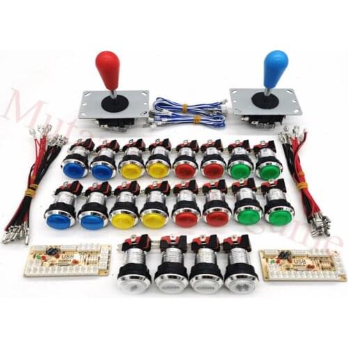 Arcade Joystick DIY Kit Zero Delay Arcade USB Encoder To PC Arcade Bat top Sanwa Joystick and 32mm chrome led Push Button kit